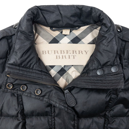 Vintage Burberry Brit Zip Up Puffer Jacket Womens Size S