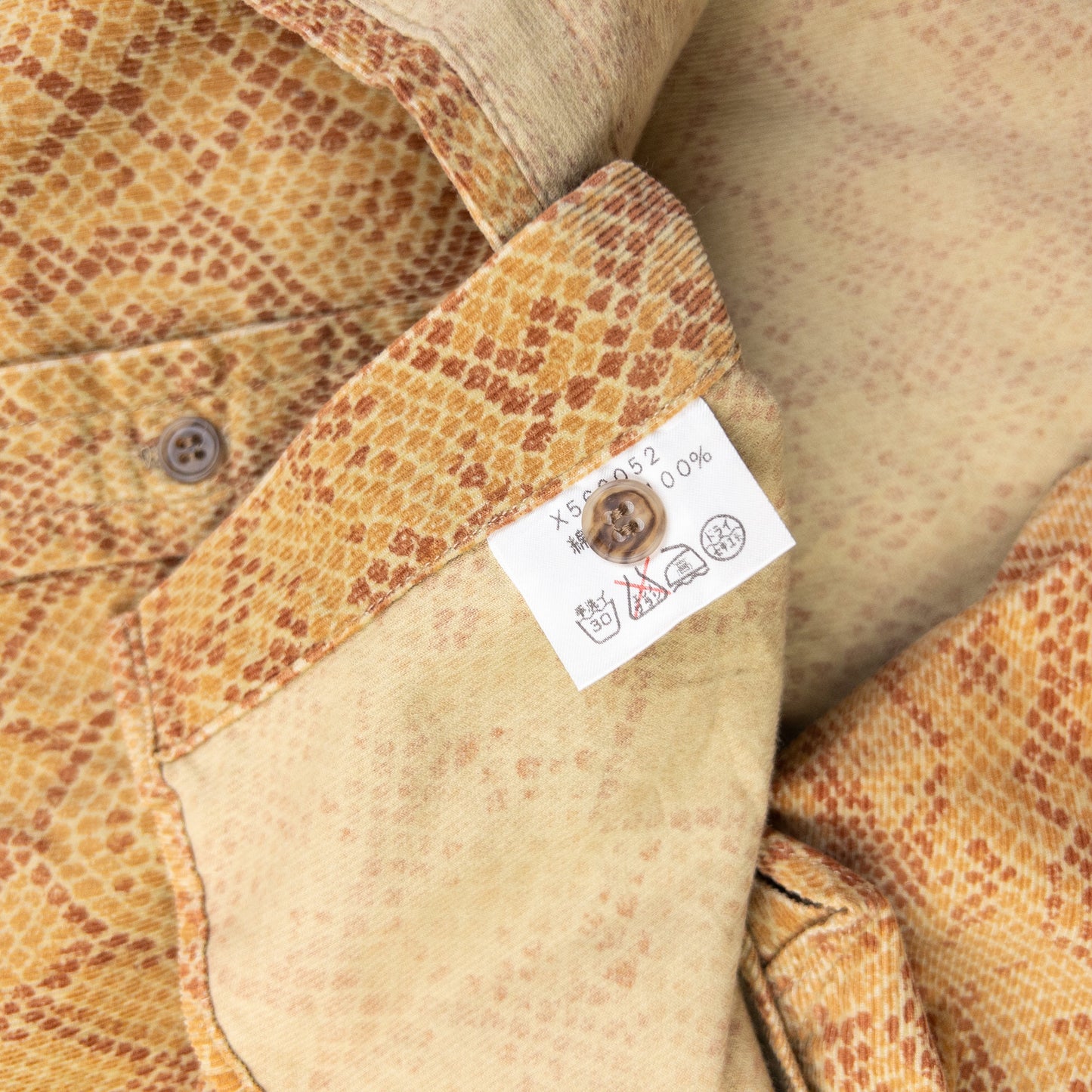 Vintage 2000s Yohji Yamamoto A.A.R Snake Print Long Sleeve Button Up Shirt Size S | Small, Orange