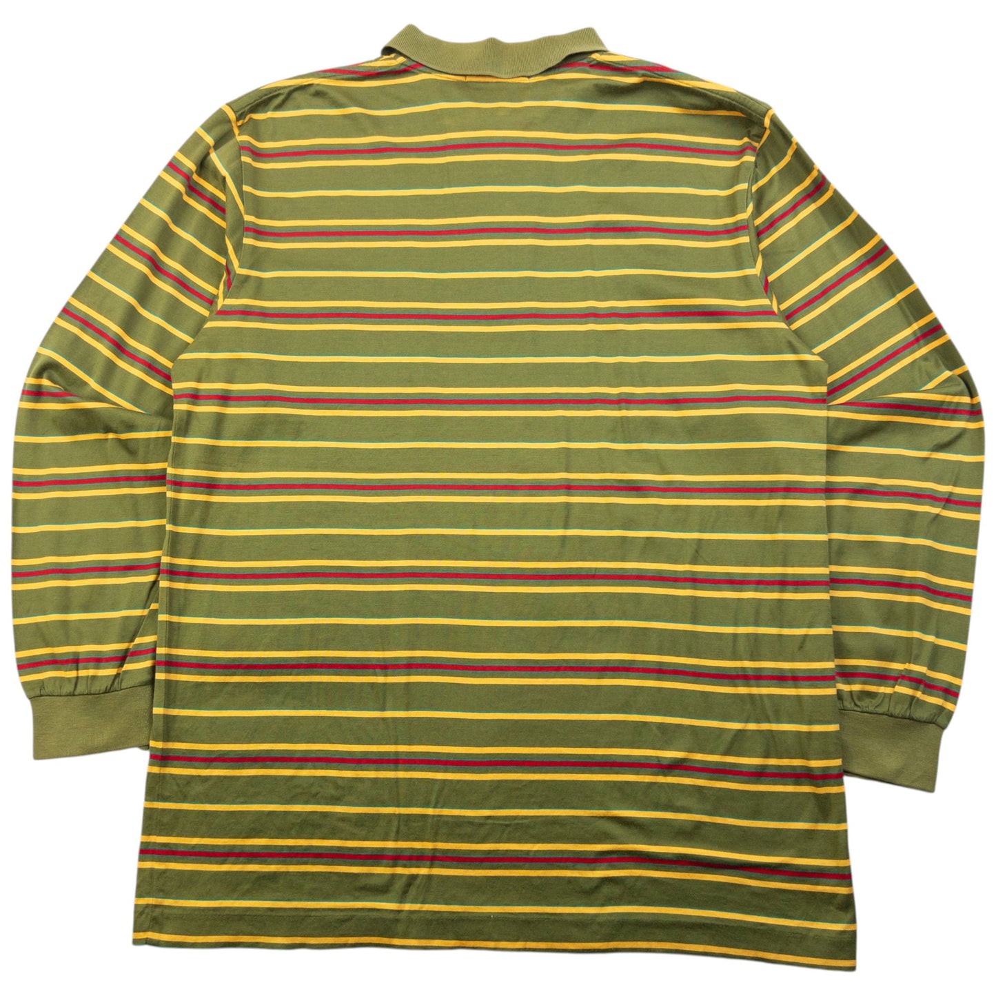Vintage 80s YSL Yves Saint Laurent Striped Long Sleeve Polo Shirt Size M | Medium, Red