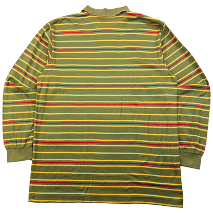 Vintage 80s YSL Yves Saint Laurent Striped Long Sleeve Polo Shirt Size M | Medium, Red