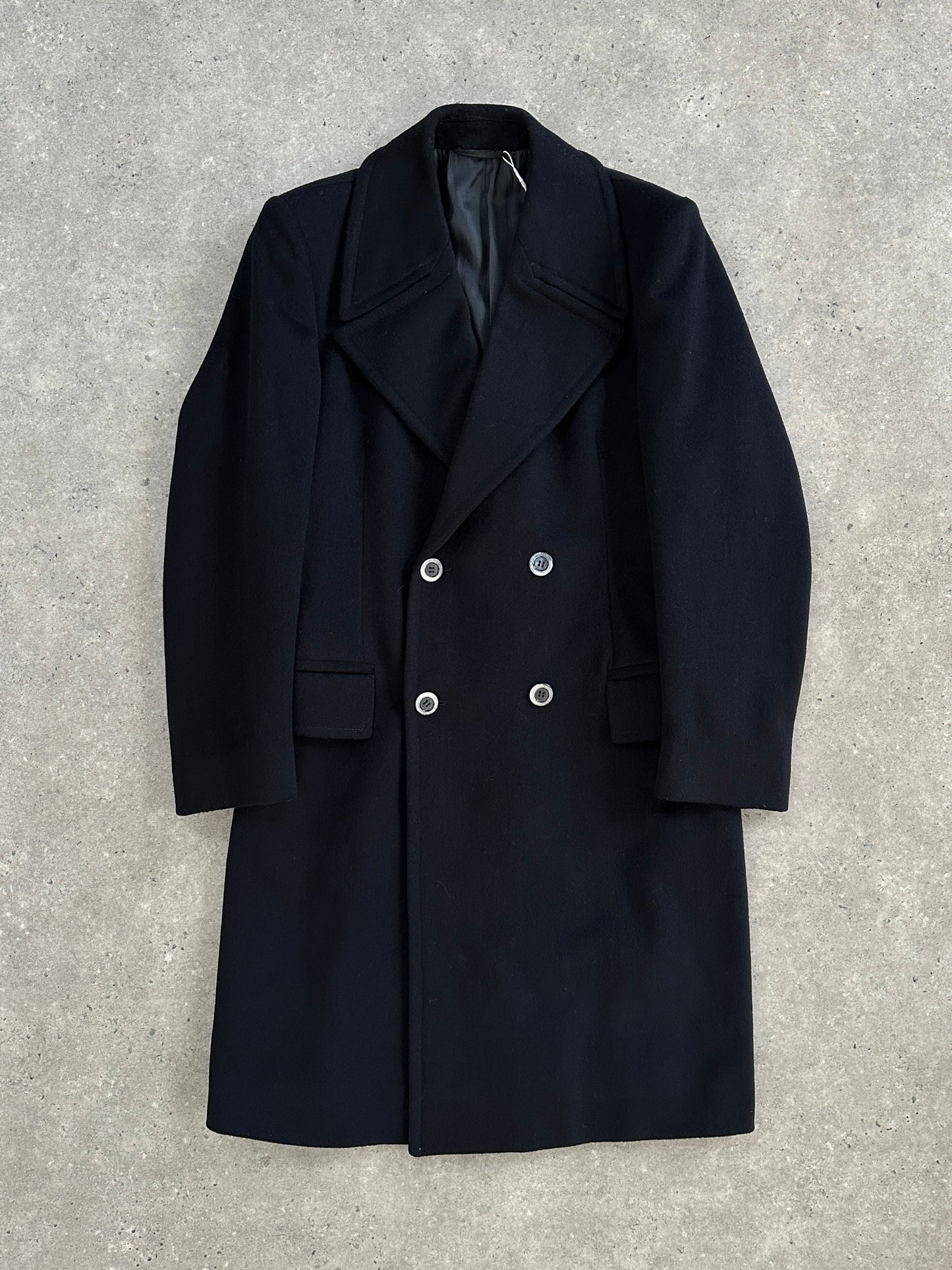 Vintage Pure Wool Large Lapel Double Breasted Coat - M