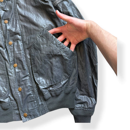 SS2008 Stone Island Denims Waxed Bomber Jacket (M) | Default Title, Metallic Silver