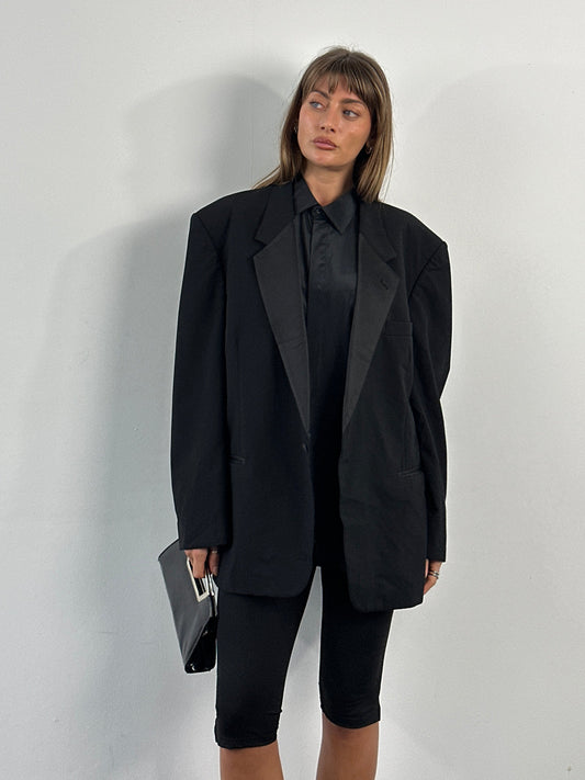 Christian Dior Le Connaisseur 1990s Pure Wool Tuxedo Blazer - 46R/XXL