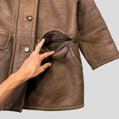 Gucci by Tom Ford 90’s Sheepskin Leather Heavy Shearling Coat - M | Default Title, Brown