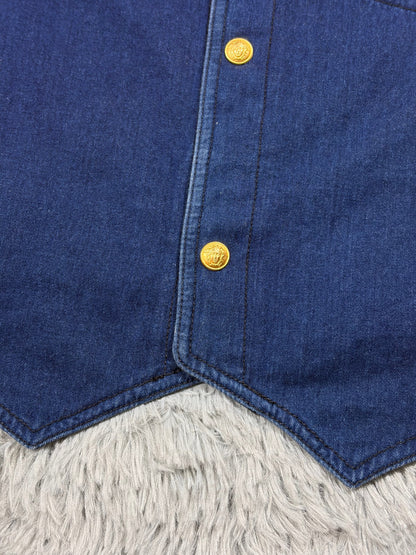 Gianni Versace 1992 Medusa Studded Indigo Denim Vest - IT50 | O/S, Gold
