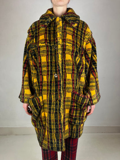 Junior Gaultier F/W 1994 tartan faux fur coat