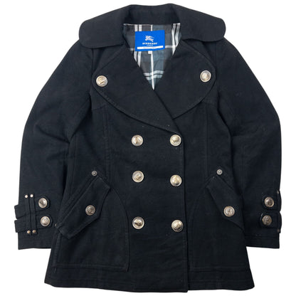 Vintage 2000s Burberry Blue Label Nova Check Lined Peacoat Jacket Womens Size M | Medium, Black