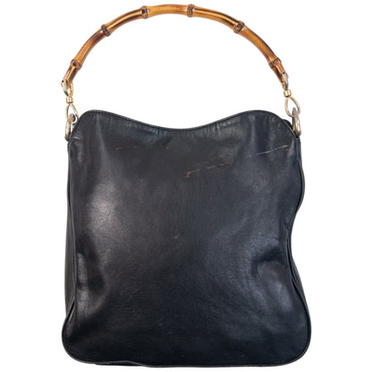 Vintage 90s Gucci Bamboo Handle Shoulder Bag | O/S, Black
