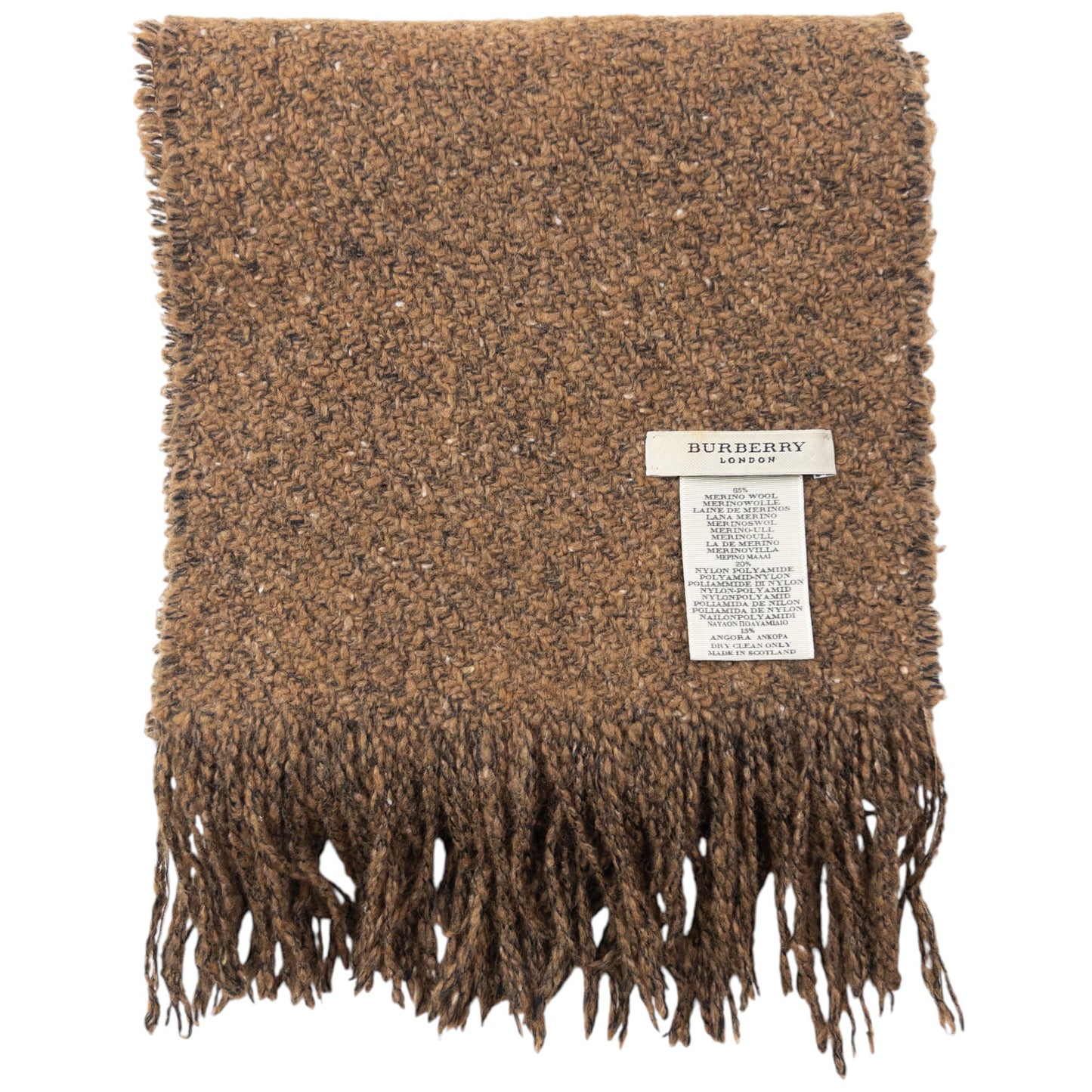 Vintage Burberry Wool Tassel Scarf | O/S, Brown