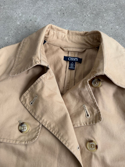Chaps 2000s Pure Cotton Double Breasted Belted Trench Coat - S