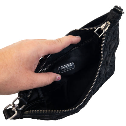 Vintage 2000s Prada Polka Dot Baguette Shoulder Bag | O/S, Black