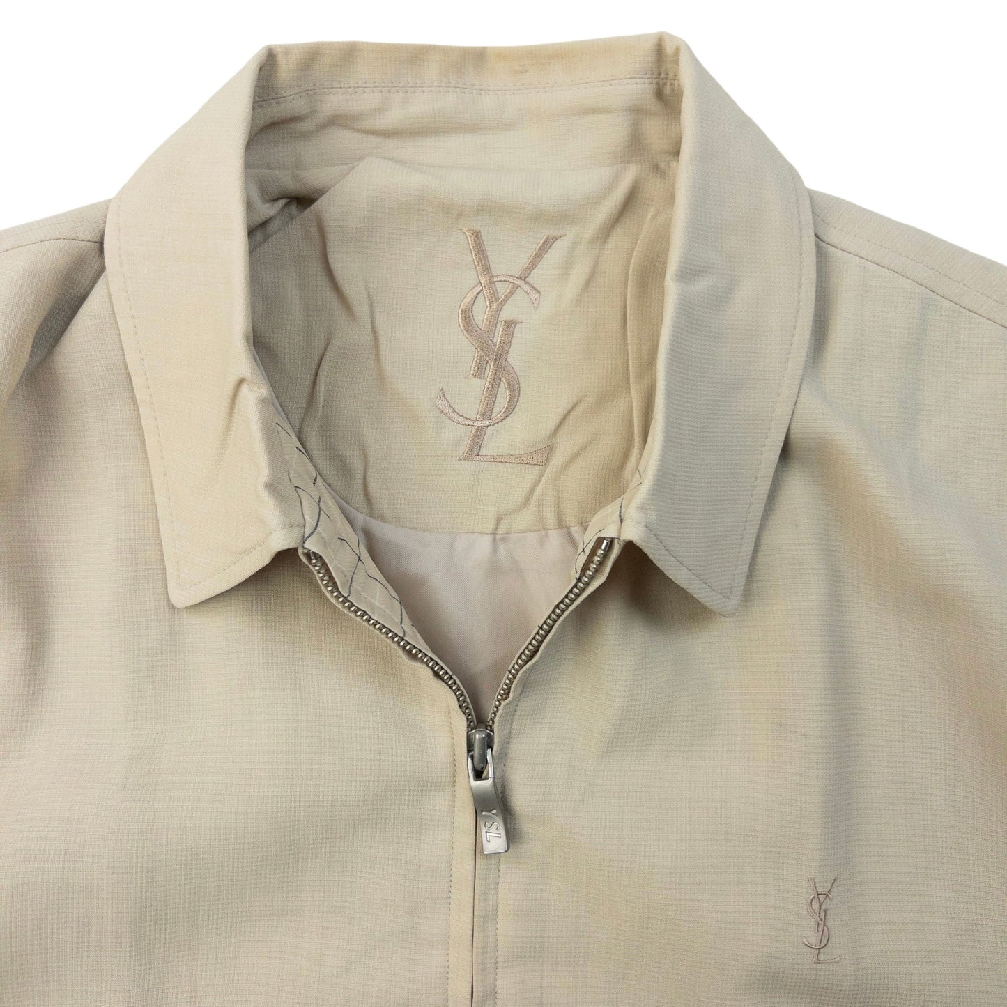 Vintage 90s YSL Yves Saint Laurent Harrington Jacket Size S | Small, Beige