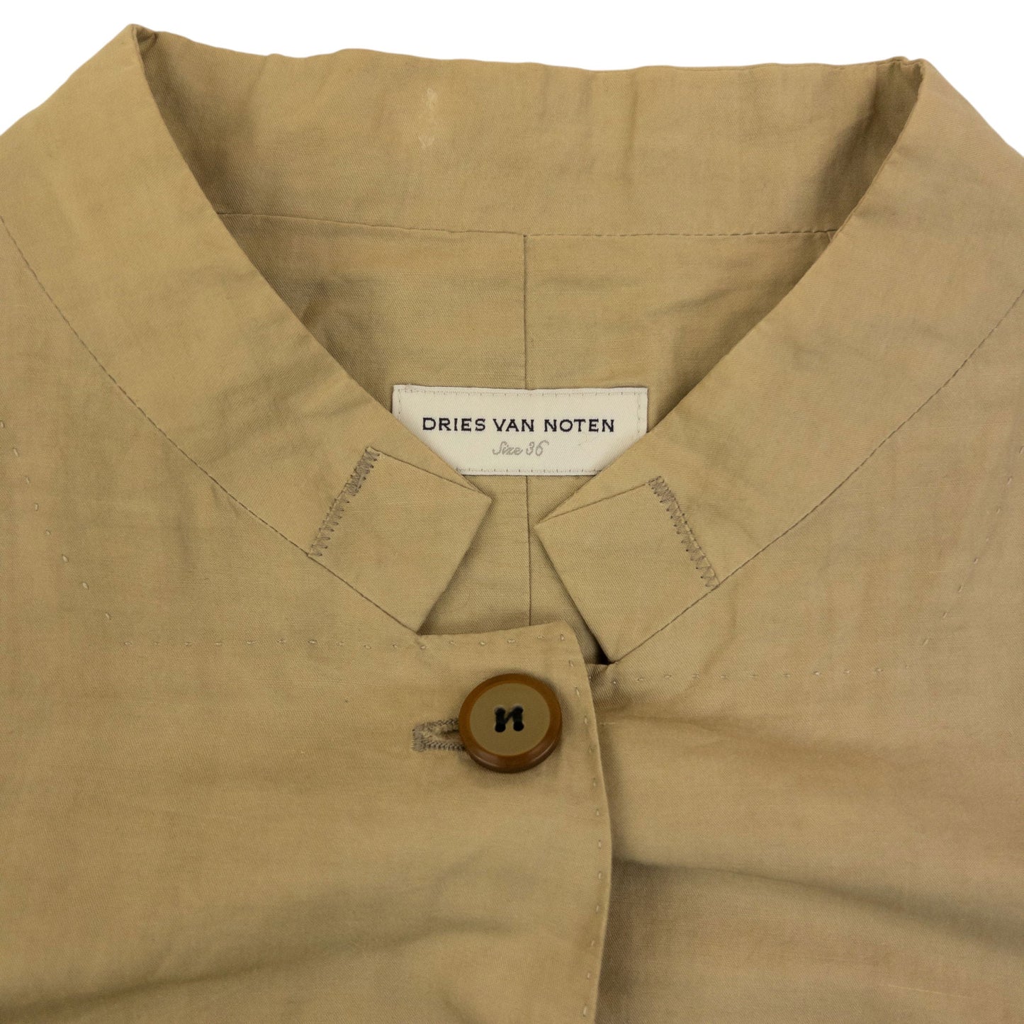 Vintage 2000s Dries Van Noten Longline Linen Jacket Womens Size M | Medium, Beige