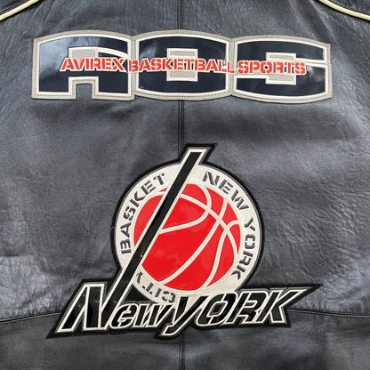 Avirex New York Basketball Leather Varsity Jacket - M