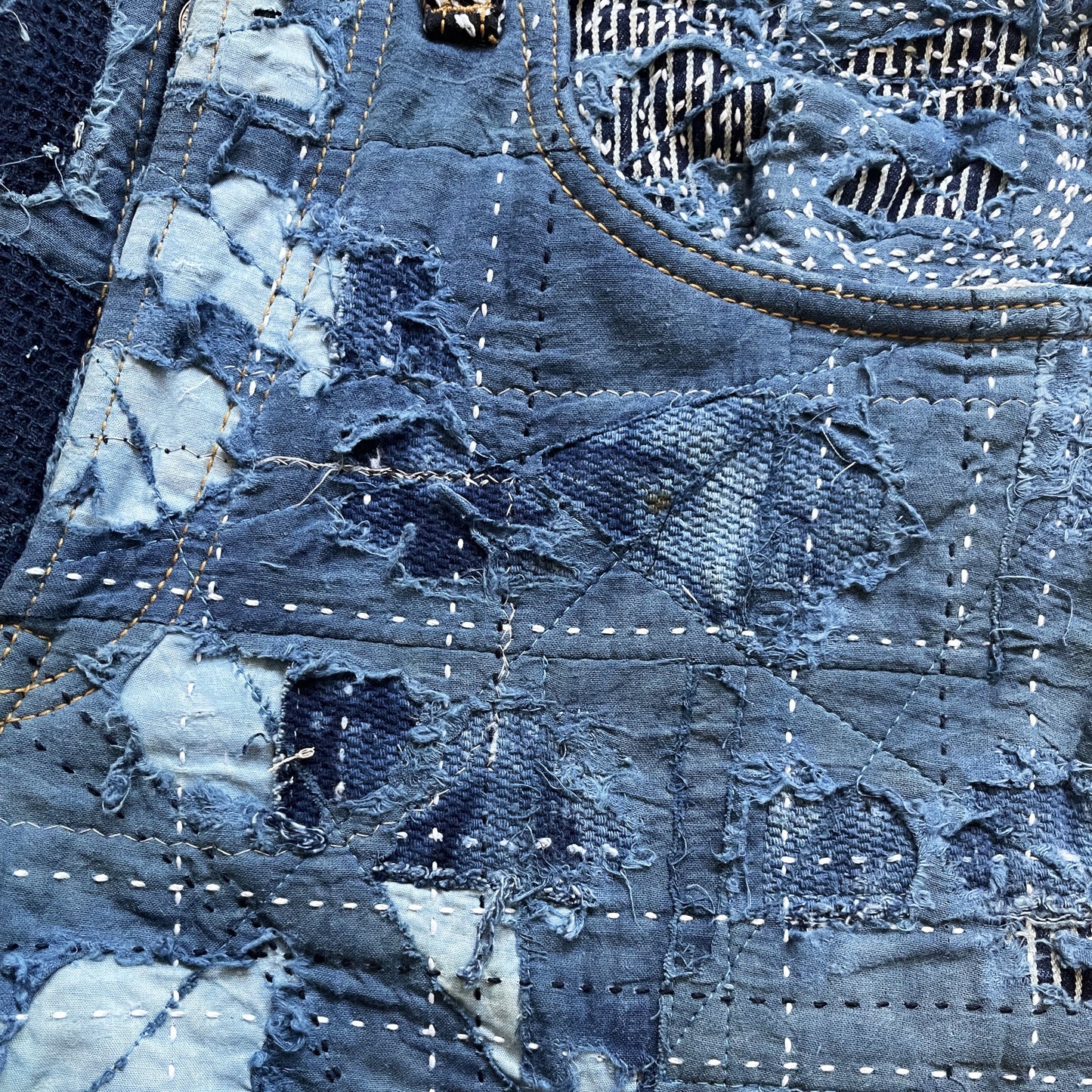 Indigo Boro Sashiko Distressed 501 Jeans - W30"