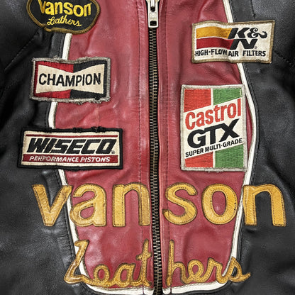Vanson Leathers One Star Motorcycle Racer Jacket - S | Small, Red