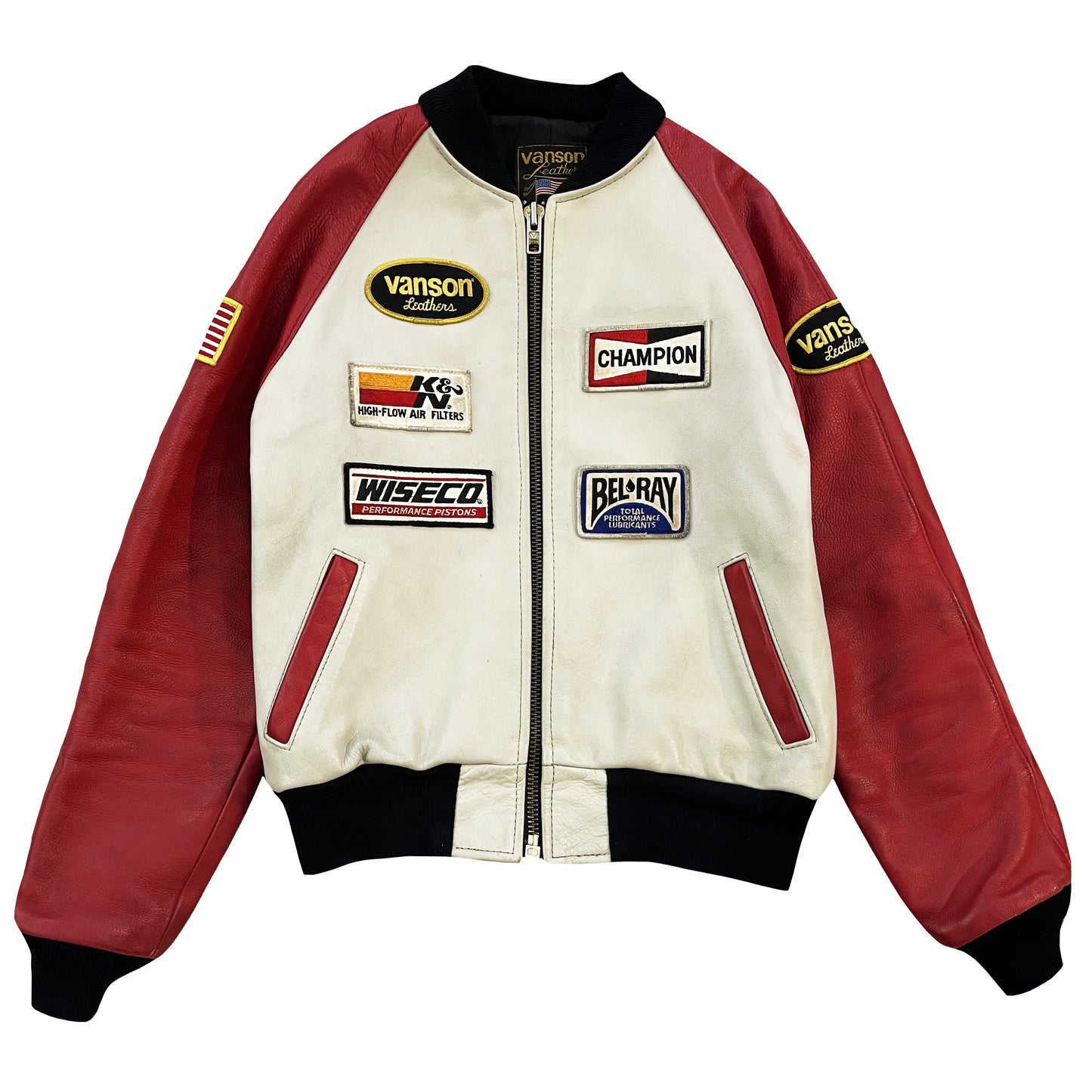 Vanson Leathers Race Team Leather Bomber Jacket - S