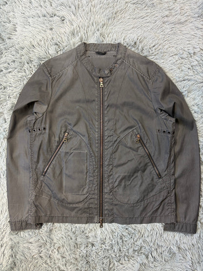 Prada Sport 00’s Ventilated Tela Patina Nylon Acrylic Biker Jacket - S/M | O/S, Grey