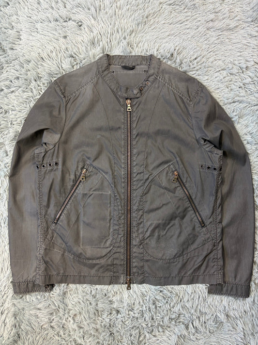 Prada Sport 00’s Ventilated Tela Patina Nylon Acrylic Biker Jacket - S/M | O/S, Grey