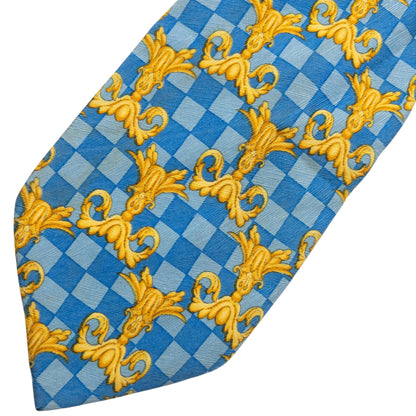 Vintage Gianni Versace Checkered Baroque Silk Tie
