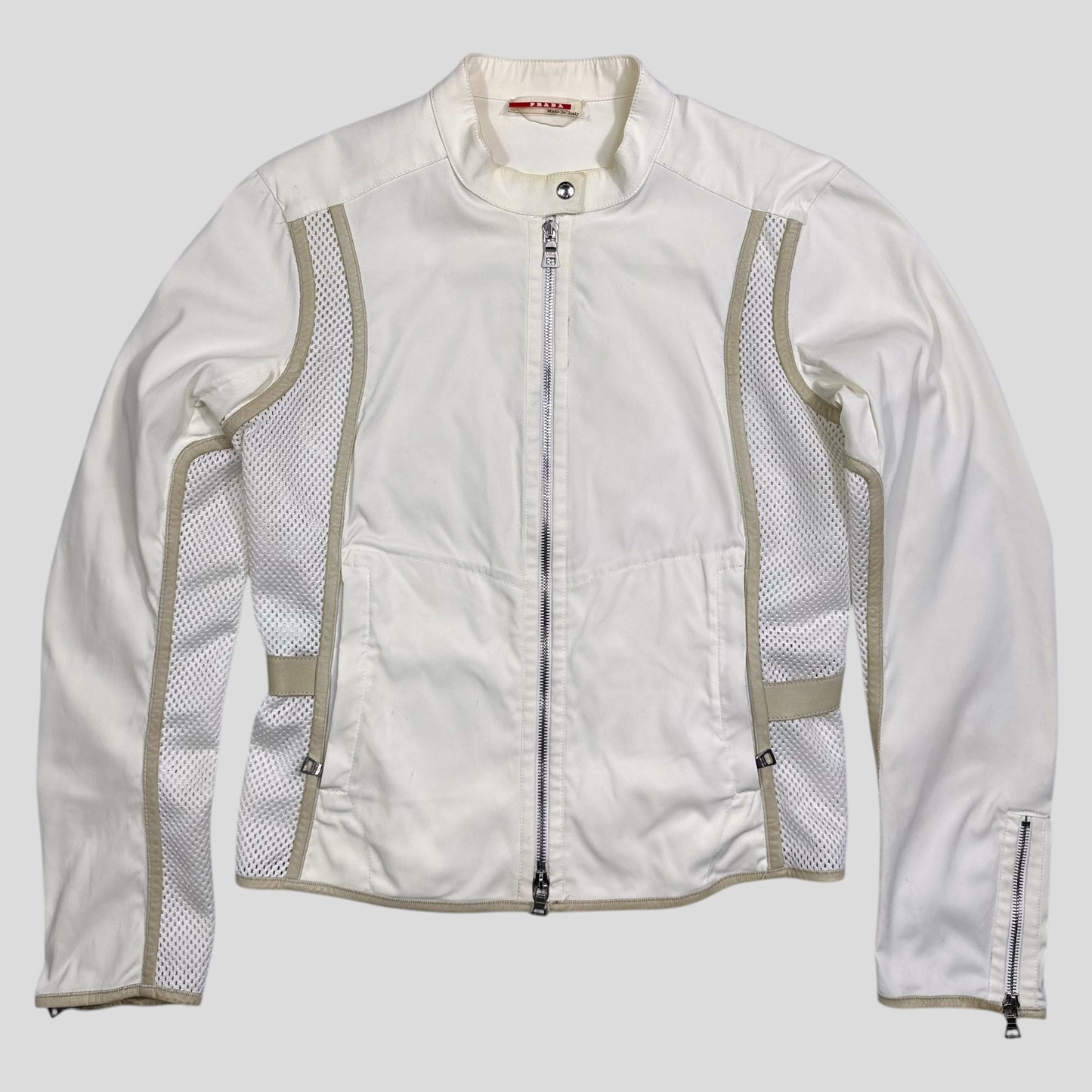 Prada Sport SS00 Mesh and Leather Nylon Moto Jacket - IT44