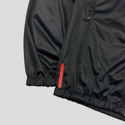 Prada Sport 2007 Jet Black Panelled Soft Polyester Harrington Jacket - M
