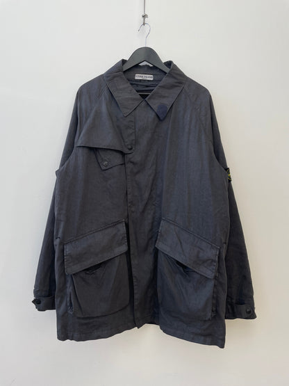 Stone Island AW04 Dutch Rope Liner Linen Overcoat | X-Large, Charcoal