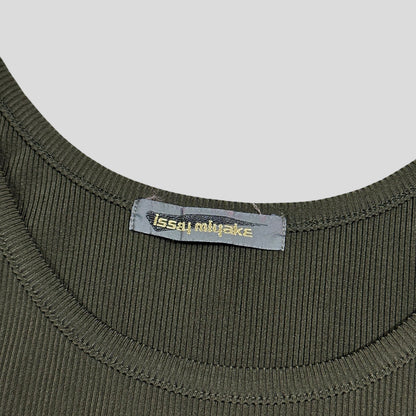 Issey Miyake 80’s Brush Tag Ribbed Pleated Vest - S | Medium, Green