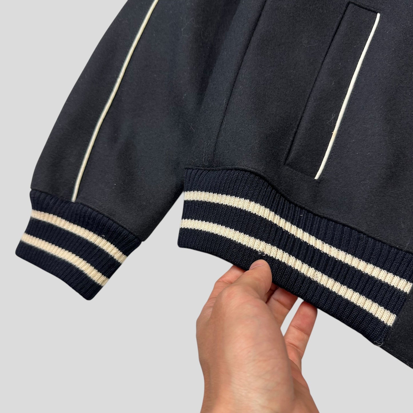 Dior AW05 by Hedi Slimane Contrast Piped Wool Varsity Jacket - IT52 (M/L) | Default Title, Multicoloured