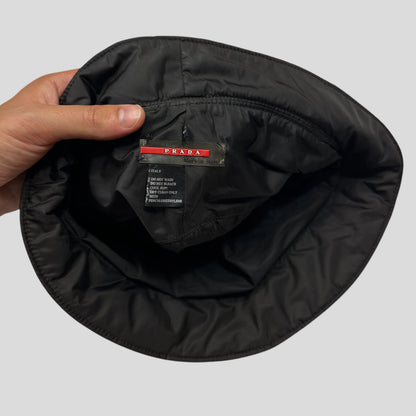 Prada Sport 1999 Nylon Padded Red Tab Bucket Hat - M/L