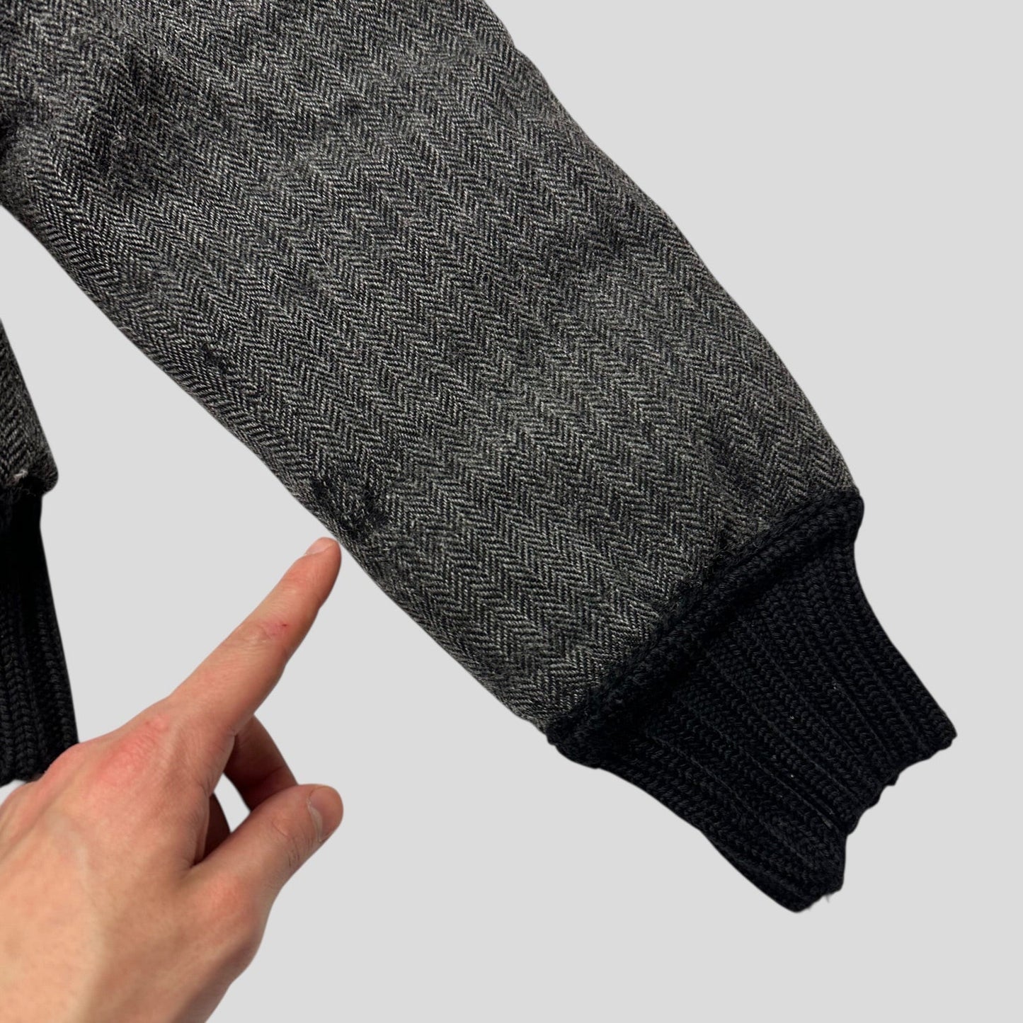 Moncler 00’s Herringbone Wool Down Detachable Fur Jacket - 3 (L)