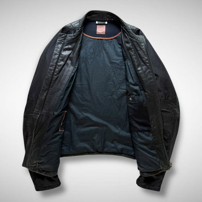 Hugo Boss Orange Nylon & Leather Panel Biker Jacket (2000s)