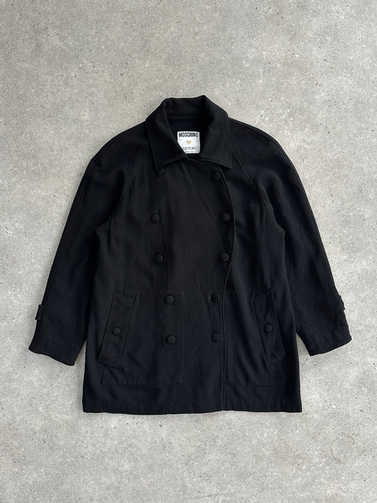 Moschino Coture 1990s Pure Wool Double Breasted Curved Coat - L