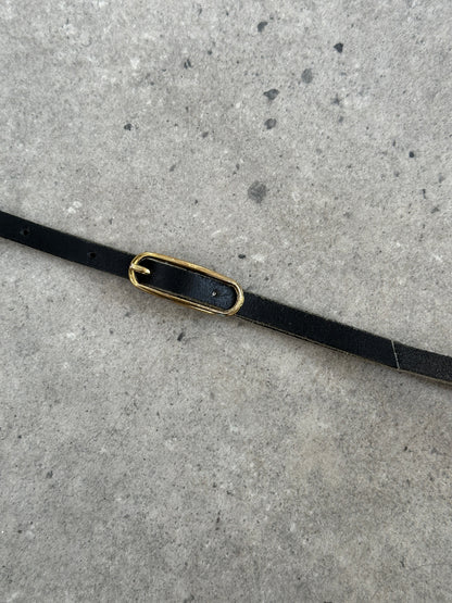 Vintage 1990s Leather Skinny Belt - W27-30
