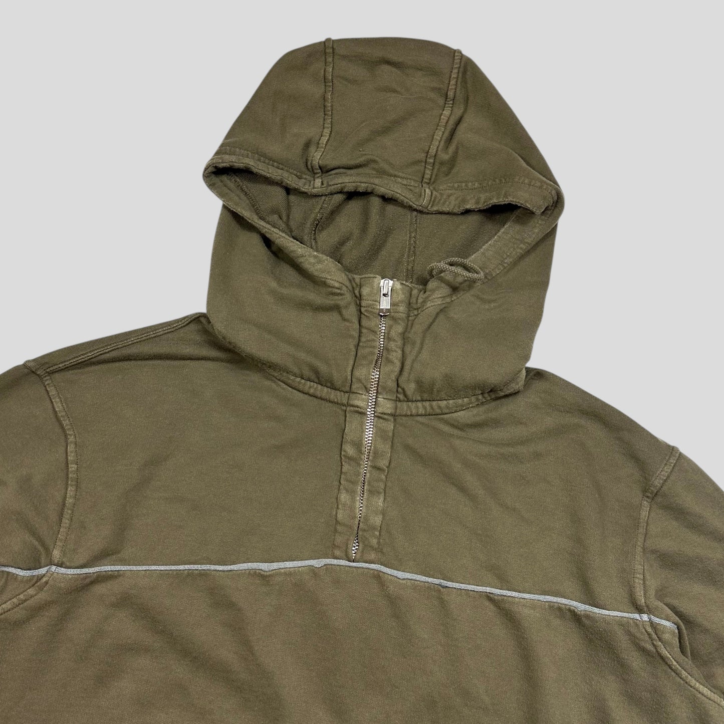 CP Company SS07 Piped Logo 1/4 Zip Convertible Collared Hoodie - M/L