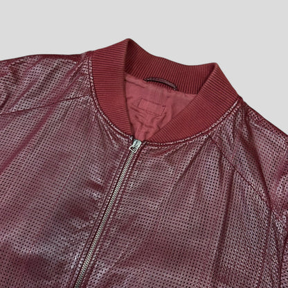 Emporio Armani 2009 Perforated Mesh Lambskin Leather Bomber - IT54 (L) | Burgundy