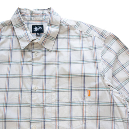 Vintage Stussy Button Up Check Short Sleeve Shirt Size XL