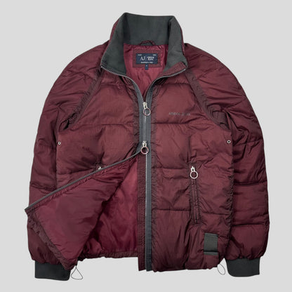 Armani Jeans 00’s Opaque Burgundy Nylon Down Puffer Jacket - L