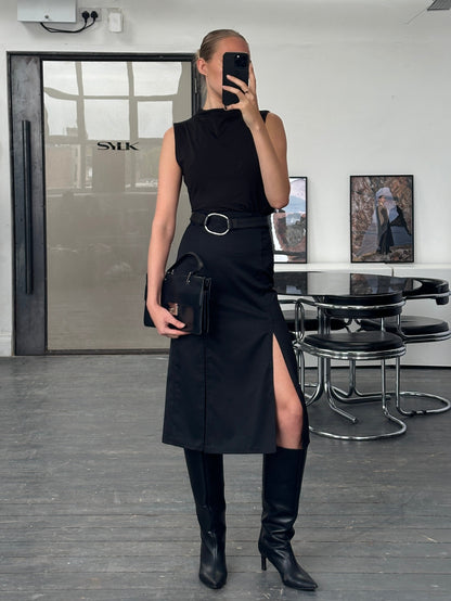 Vintage 1990s Pleated Midi Skirt - W26