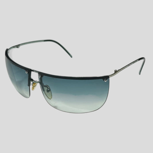Gucci 00’s Gradient Half Frame Shield Sunglasses | O/S, Blue