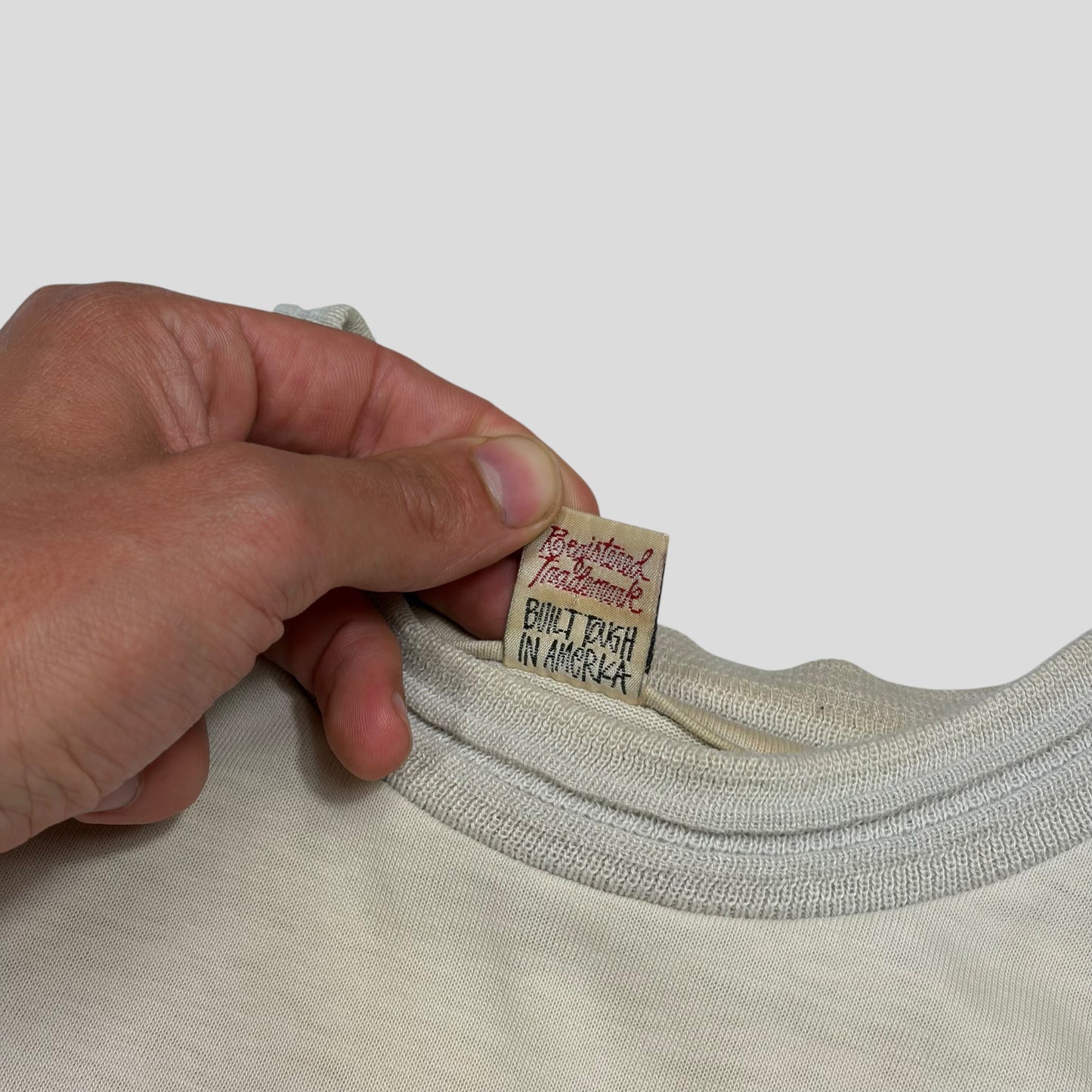 Stussy 90’s Cream Heavy Tom Tom White Tag Pocket Logo T-shirt - L/XL | O/S, Multicoloured