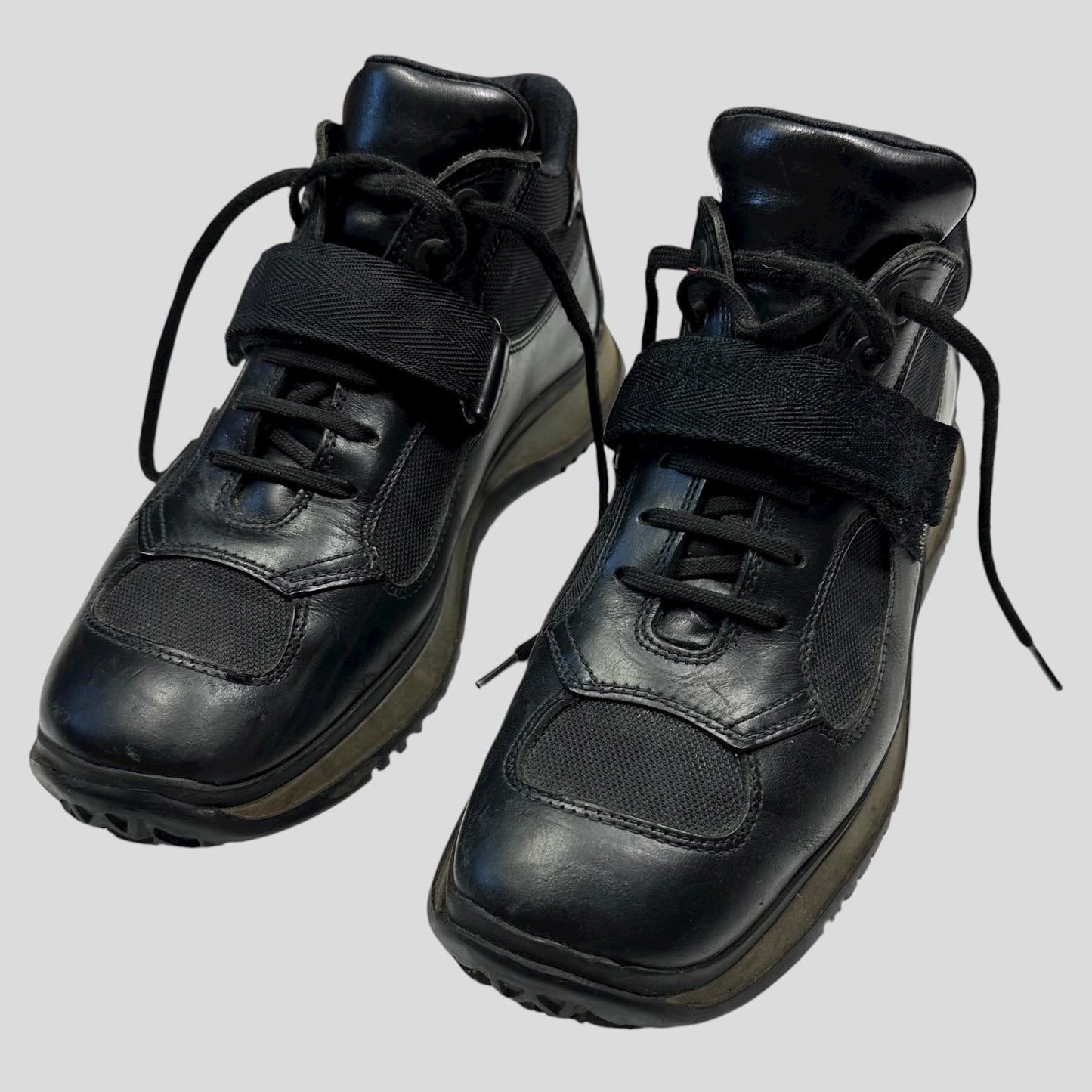 Prada Sport 00’s Leather + Mesh Strapped Combat Boots - UK8.5