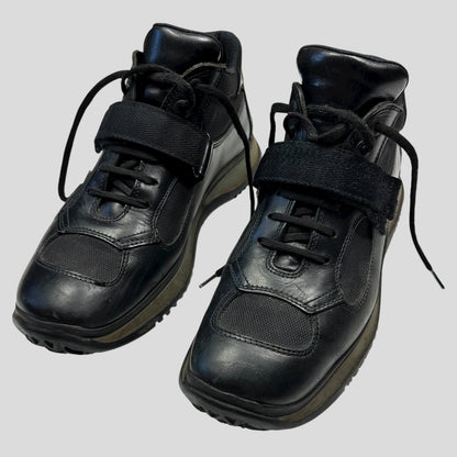 Prada Sport 00’s Leather + Mesh Strapped Combat Boots - UK8.5