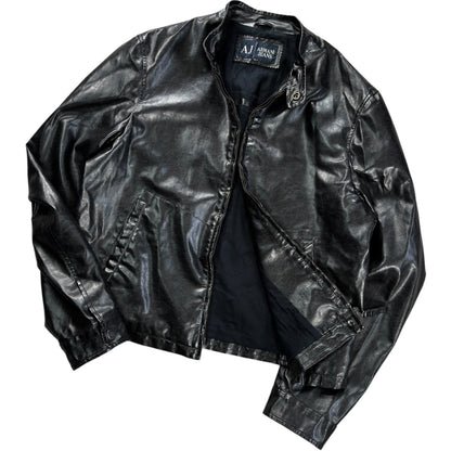 Armani Jeans 00’s Cropped Faux Leather Jacket M | Medium, Black