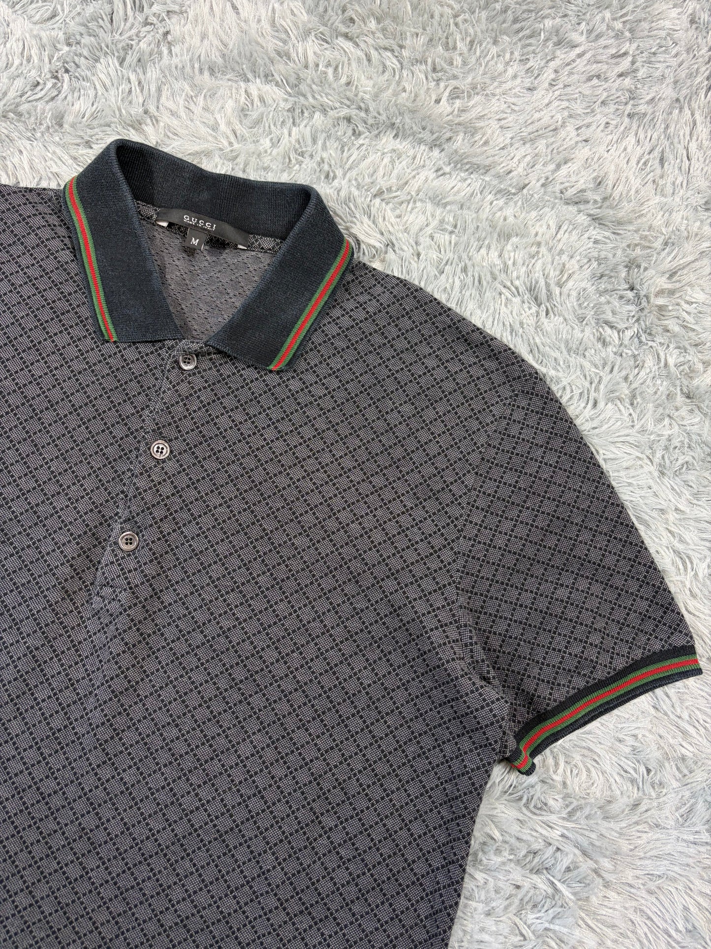 Gucci 2011 Cross Monogram Web Stripe Polo Shirt - S/M | O/S, Grey