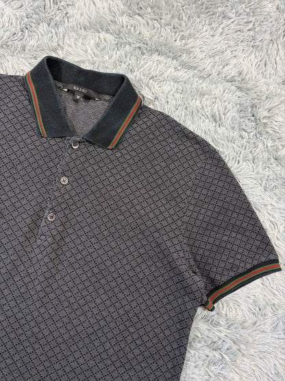 Gucci 2011 Cross Monogram Web Stripe Polo Shirt - S/M | O/S, Grey