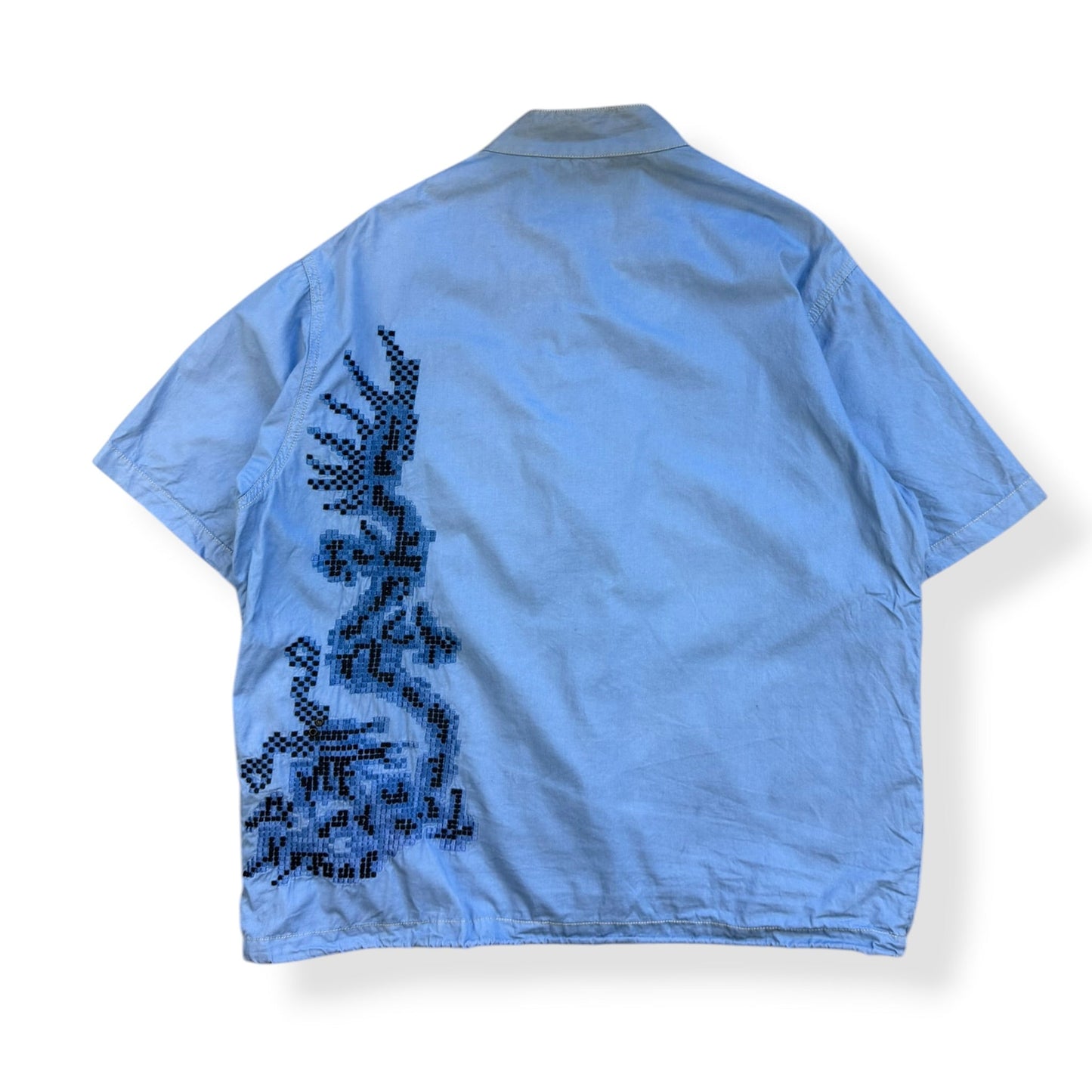 2000's Maharishi Pixelated Dragon Zipped Shirt (L) | Default Title, Blue