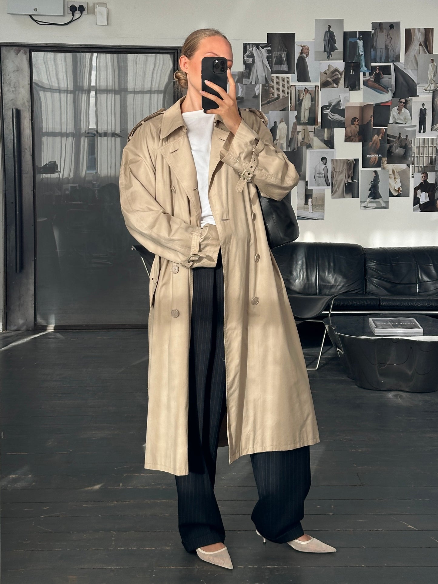 Yves Saint Laurent Pour Homme 1980s Cotton Double Breasted Belted Trench Coat - XL