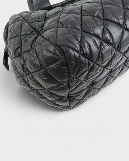 2000/2002 Chanel Coco Concoon Nylon Leather Boston Handbag Black | O/S, Black