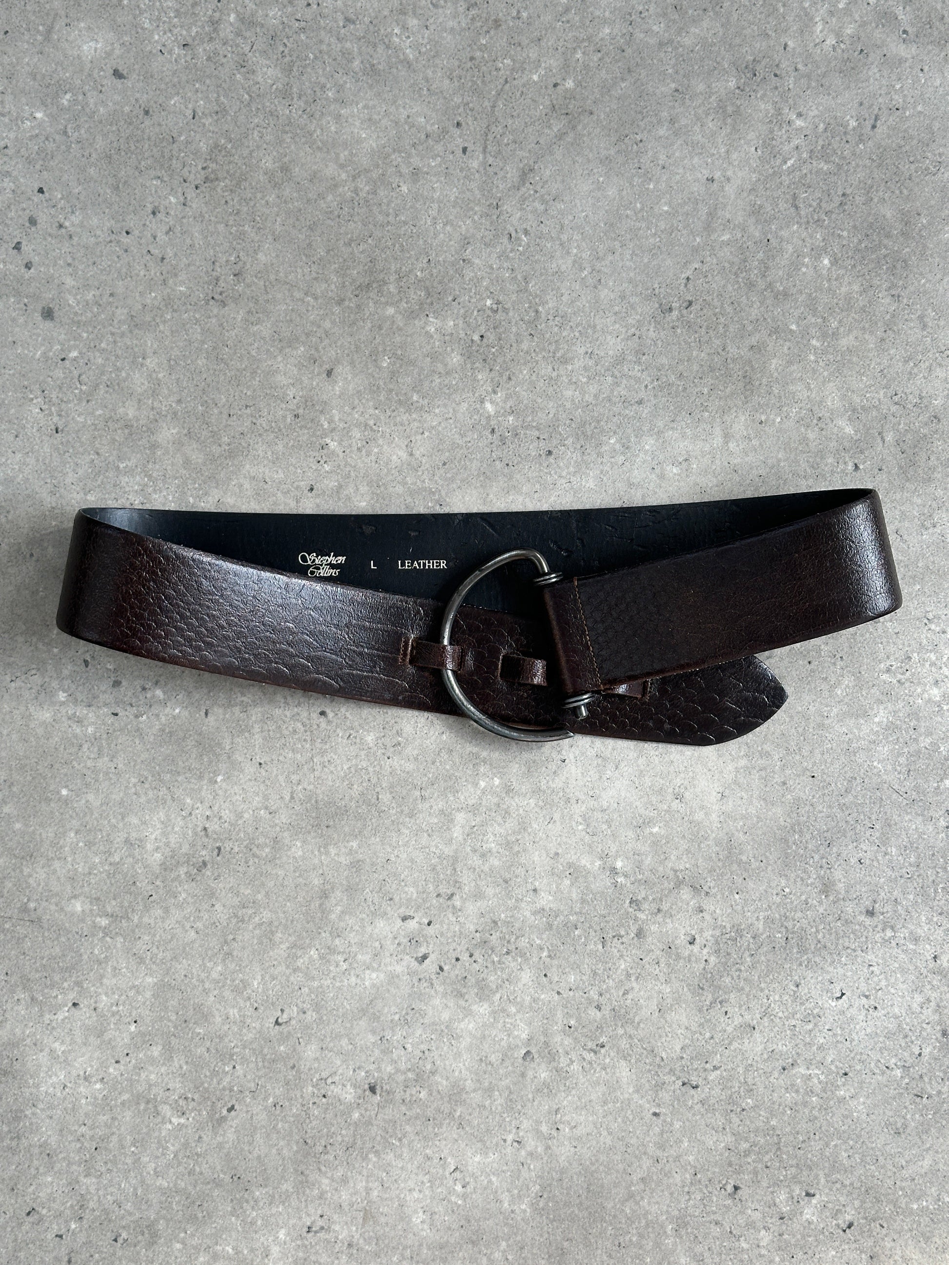 Vintage 1990s Leather Chunky D Ring Belt - W35-38